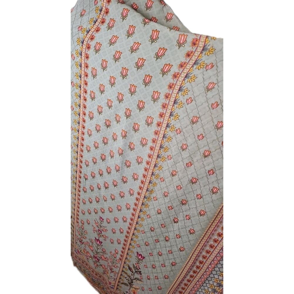 Boho Floral Embellished Scarf Multicolor Lightweight Shawl Wrap Festival - Picture 8 of 12